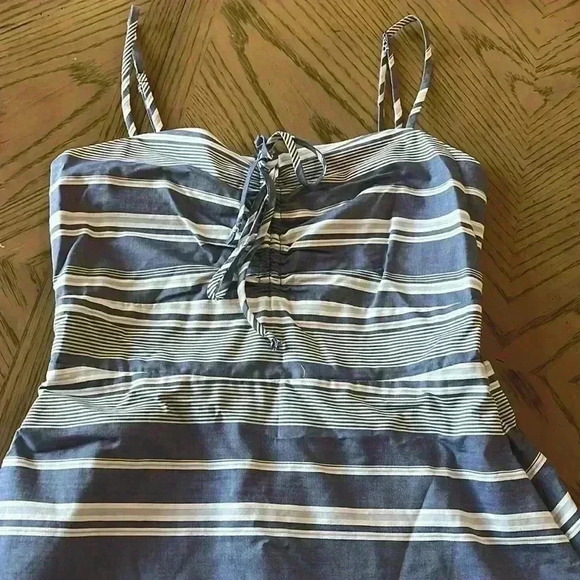Lola Grace Stripe Swing Dress Navy White lined straps new no tags medium - Picture 4 of 9